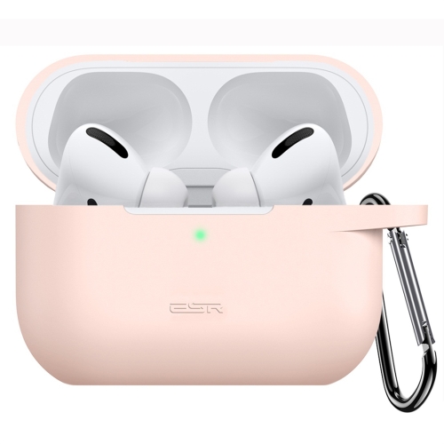 

For AirPods Pro ESR Bounce Series Silicone Wireless Earphone Protective Case with Carabiner(Pink)