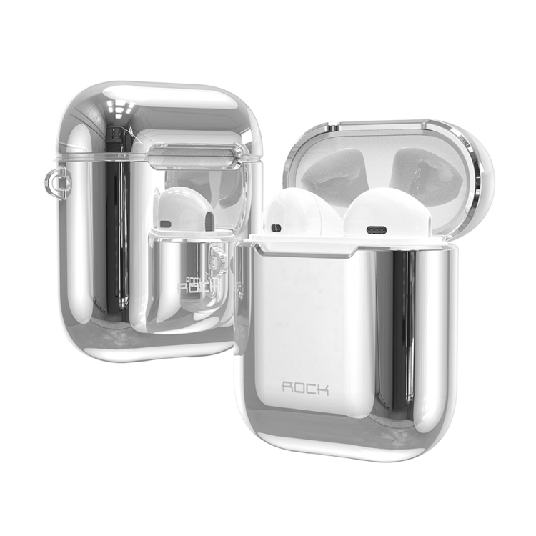 

ROCK RPC1483 Universal TPU Dust-proof Anti-fingerprint Electroplating Wireless Bluetooth Earphone Protective Case for Apple AirPods 1 / 2(Silver)