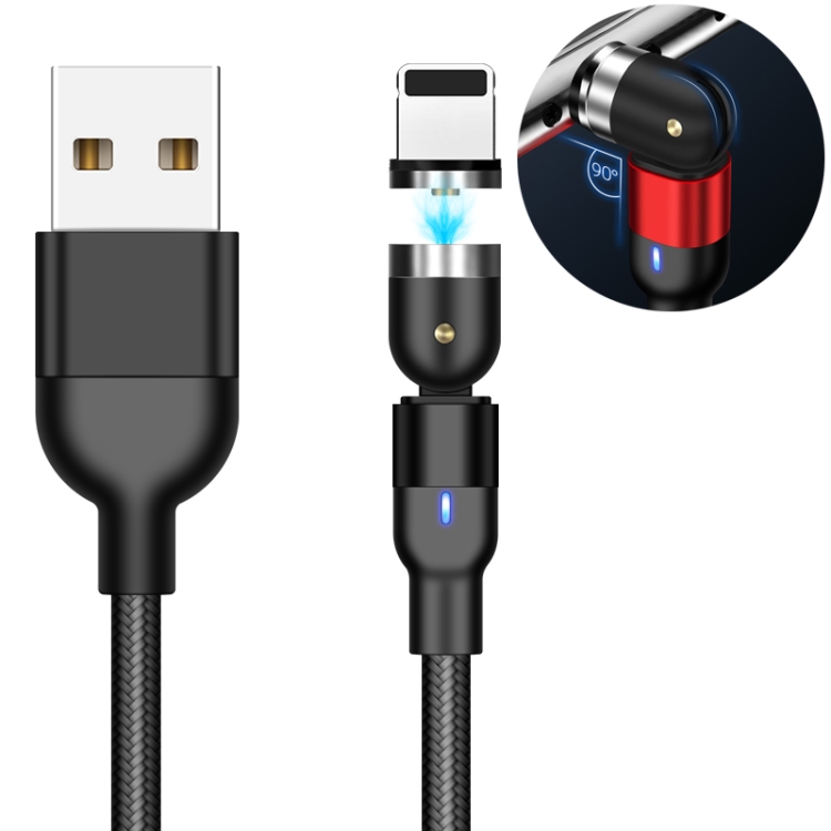 

1m 2A Output USB to 8 Pin Nylon Braided Rotate Magnetic Charging Cable(Black)