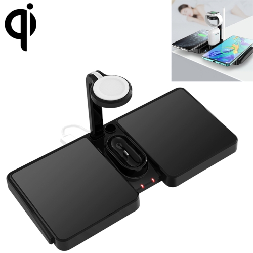 

864 4 in 1 10W Qi Standard Wireless Charger for Mobile Phones & iWatch & AirPods (Black)