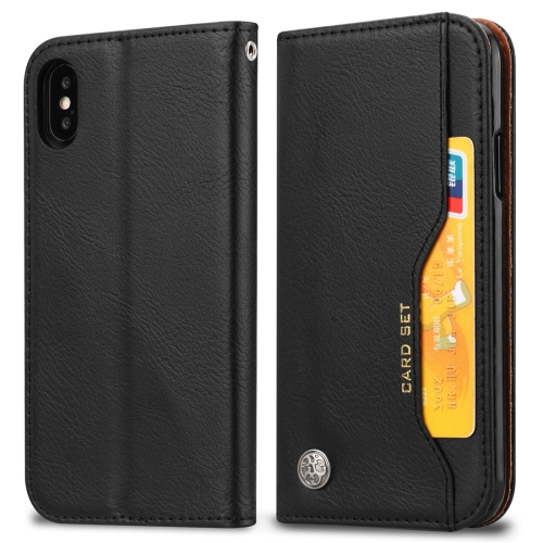 

Knead Skin Texture Horizontal Flip Leather Case for iPhone XS / X, with Photo Frame & Holder & Card Slots & Wallet (Black)