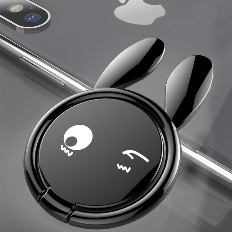 

Creative Rabbit Shape 360 Degree Rotation Car Ring Bracket Phone Holder (Black)
