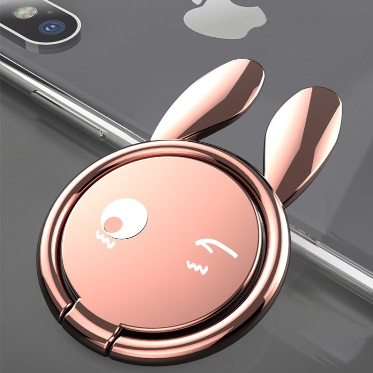 

Creative Rabbit Shape 360 Degree Rotation Car Ring Bracket Phone Holder (Rose Gold)