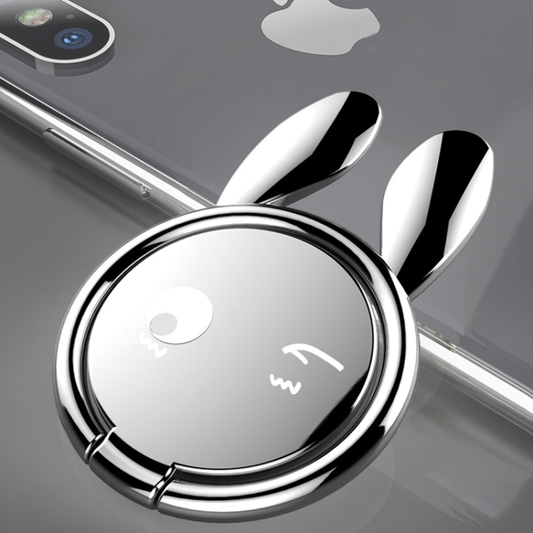 

Creative Rabbit Shape 360 Degree Rotation Car Ring Bracket Phone Holder (Silver)