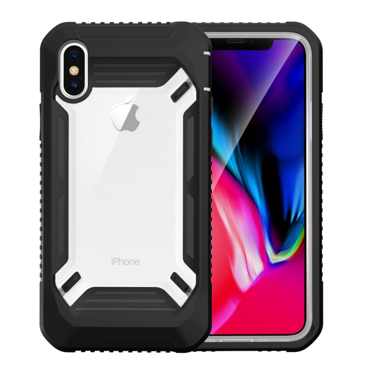 

Solid Color Transparent Shockproof PC+ TPU Case for iPhone X / XS (Black)