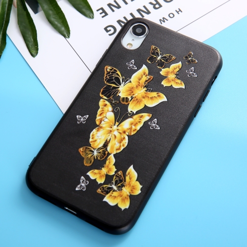 

Black Gold Butterfly Pattern Oil Embossed TPU Case for iPhone XS