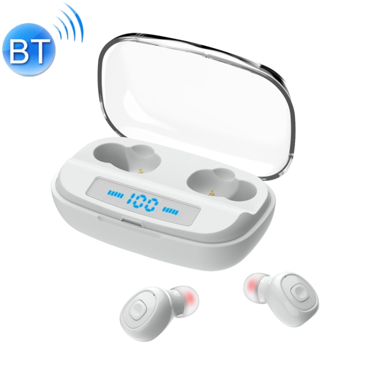 

XI10S Bluetooth 5.0 Binaural Stereo Sport Digital Display Wireless Bluetooth Earphone (White)