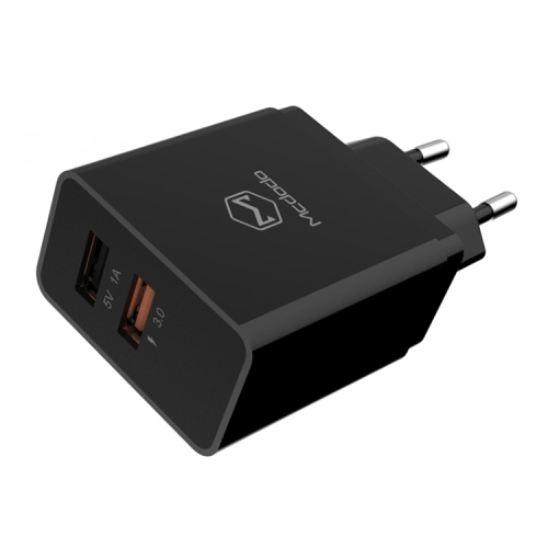 

Mcdodo CH-5131 5V 1A + QC 3.0 Dual USB Ports Travel Charger, EU Plug(Black)