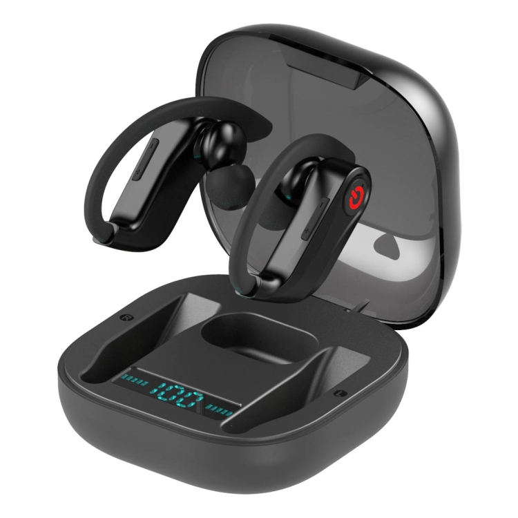 

HBQ-Q62 TWS Bluetooth 5.0 Wireless Stereo Bluetooth Earphone with Charging Box & Digital LED Light, Support Siri (Black)