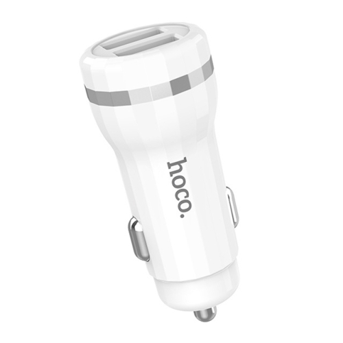 

hoco Z27 Portable 2.4A Dual USB Ports Car Charger (White)