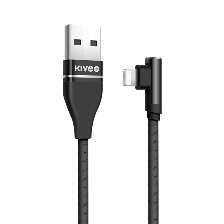 

KIVEE KV-CG011 2.1A 8 Pin to USB Single Angle Head Design Charging Cable, Length: 1m(Black)