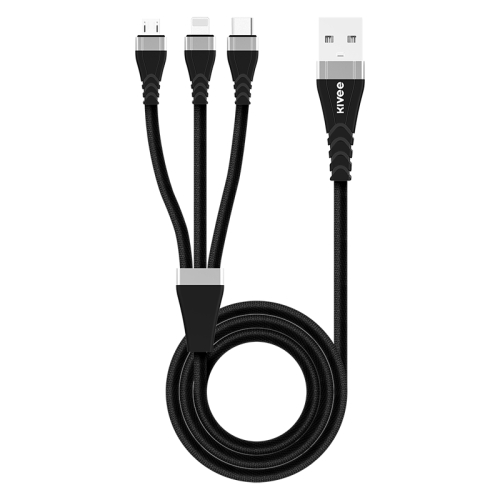 

KIVEE KV-CH062 2.1A Multi-function 8 Pin + Micro + Type-C / USB-C to USB Charging Data Cable, Length: 1.2m(Black)