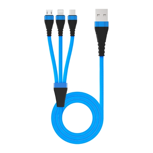 

KIVEE KV-CH062 2.1A Multi-function 8 Pin + Micro + Type-C / USB-C to USB Charging Data Cable, Length: 1.2m (Blue)