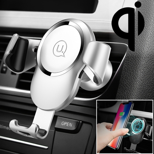 

USAMS US-CD47 Gravity Sensing Car Mount Qi Standard Wireless Charger, Suitable for 4.0-6.0 inch Smartphones (Silver)