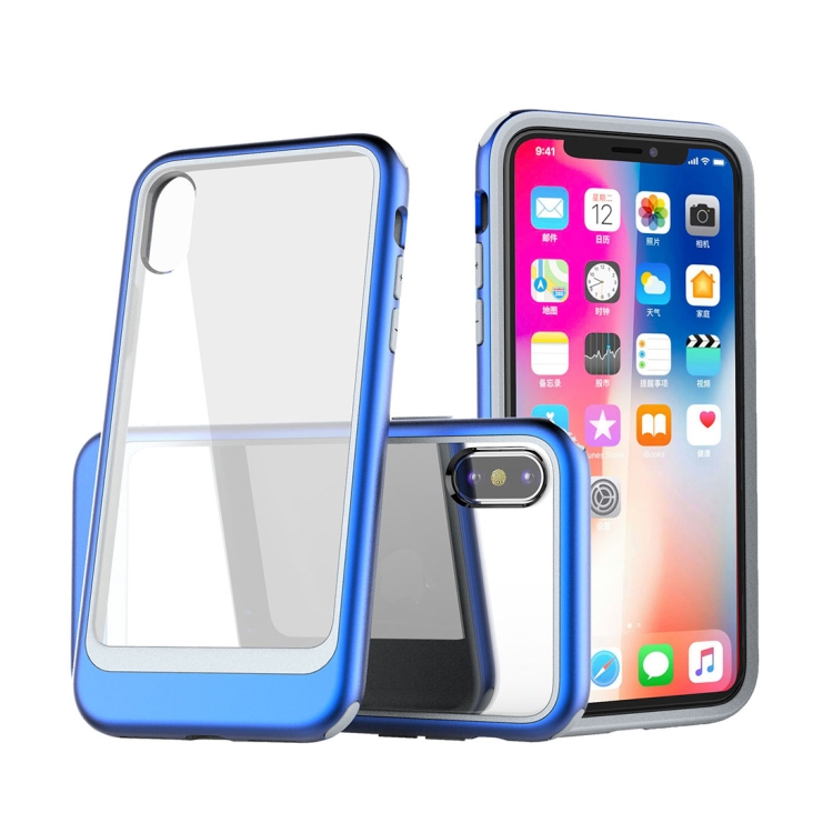 

Transparent PC Full Coverage Shockproof Protective Case for iPhone X / XS (Blue)