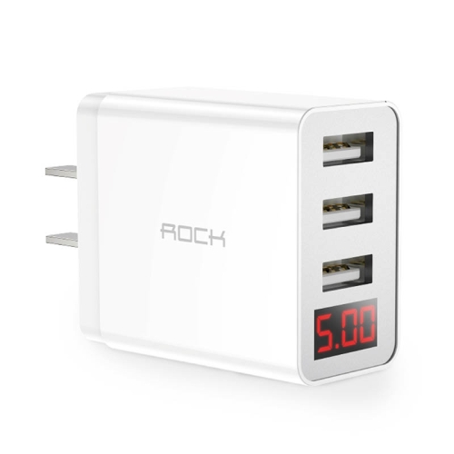 

ROCK T14 Pro 3 USB Digital Travel Charger Power Adpter, Chinese Plug (White)