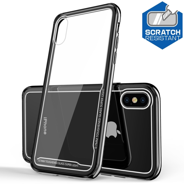 

Electroplated Frame Toughened Glass Case for iPhone X (Black)