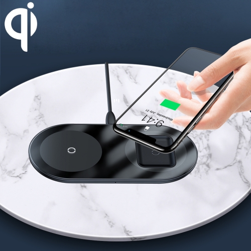 

Baseus WXJK-01 2 in 1 18W QI Standard Fast Charging Wireless Charger for Phones & AirPods (Black)