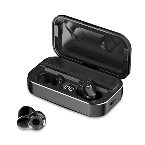 

A6 TWS Bluetooth 5.0 Touch Wireless Bluetooth Earphone with Charging Box & LED Smart Digital Display, Support Voice Assistant & Memory Connection & HD Call (Black)