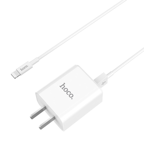 

hoco C62 2.1A Output Dual-USB Ports Charger Adapter with 8 Pin Charging Cable, CN Plug(White)
