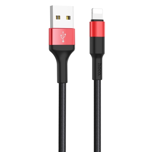 

hoco X26 XPRESS 2.0A 8 Pin Interface Nylon Braided Charging Data Cable, Length: 1m(Black Red)