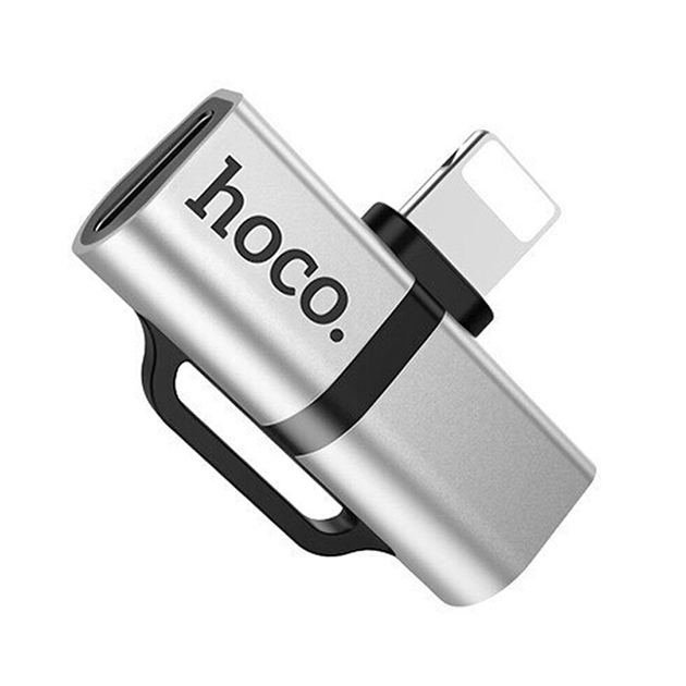 

hoco LS20 3 in 1 2A 8 Pin Female + 8 Pin Female to 8 Pin Male Listening & Charging Digital Audio Converter(Silver)