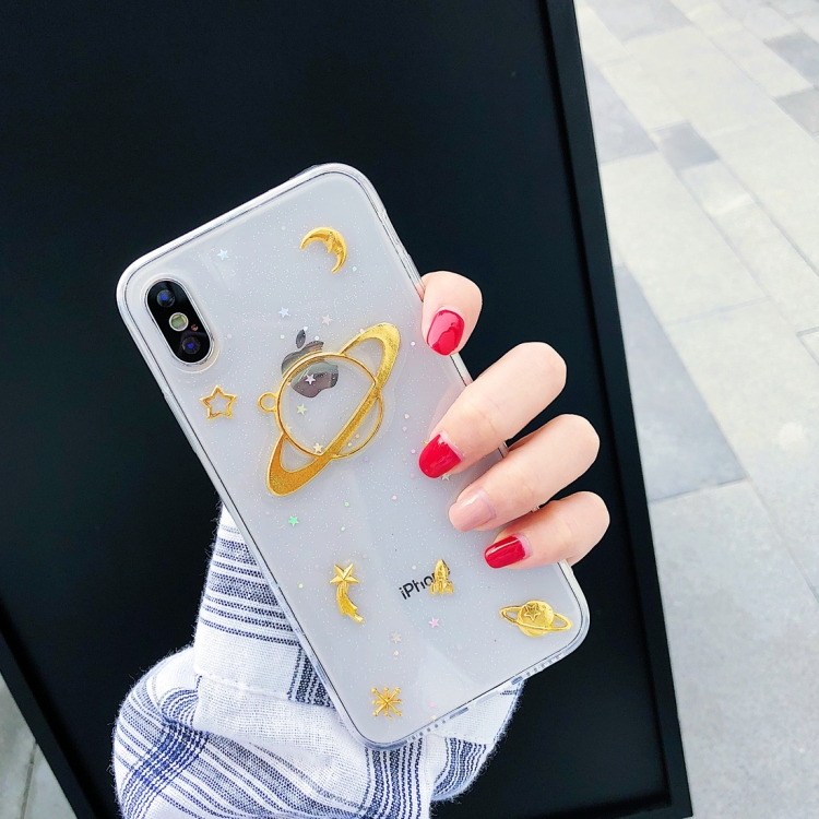 

Shockproof Epoxy Golden Universe Pattern Soft TPU Case for iPhone XS / X (White)