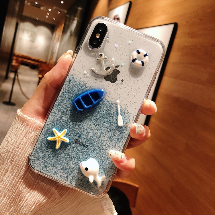 

Shockproof Epoxy Glitter Dolphin Pattern Soft TPU Case for iPhone XS / X