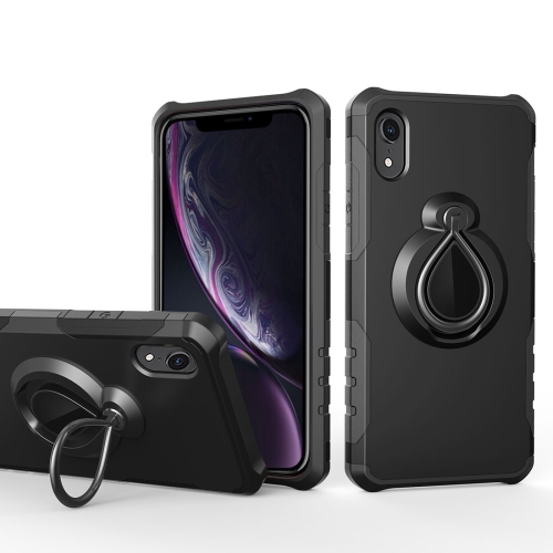 

Magnetic Detachable Dropproof Protective Back Cover Case with Raindrop Shape Ring Holder for iPhone XR(Black)