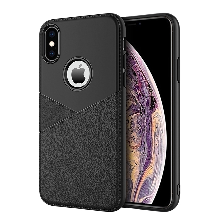 

Ultra-thin Shockproof Soft TPU + Leather Case for iPhone XS / X(Black)