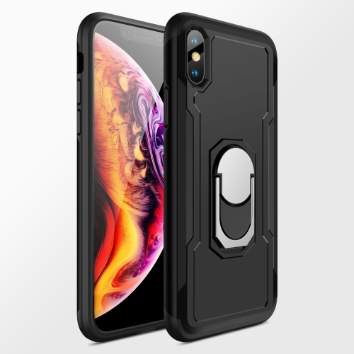 

GKK Magnetic 360 Degree Rotation Ring Holder PC + TPU Armor Case for iPhone XS / X(Black)