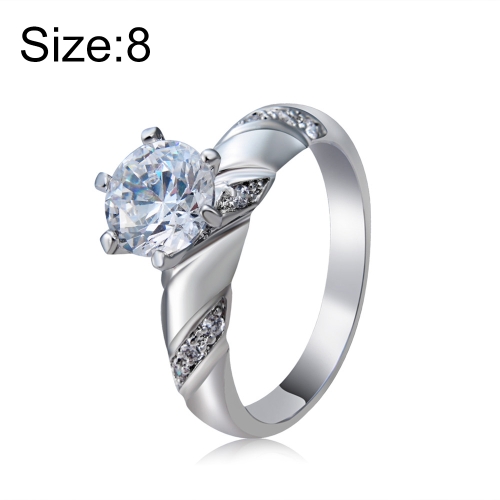 

Fashion Silver-Plated Ring Engraved Diamond-Shaped Crystal Ring for Women(Silver with Diamond, US Size: 8)