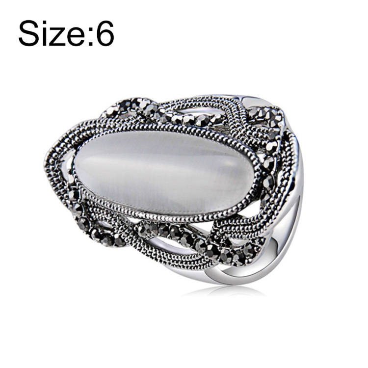 

Silver-Plated Lace with Black Zircon-Inlaid Strips of Colored Crystal Ring for Women(Silver with Diamond, US, Size: 6) (White)