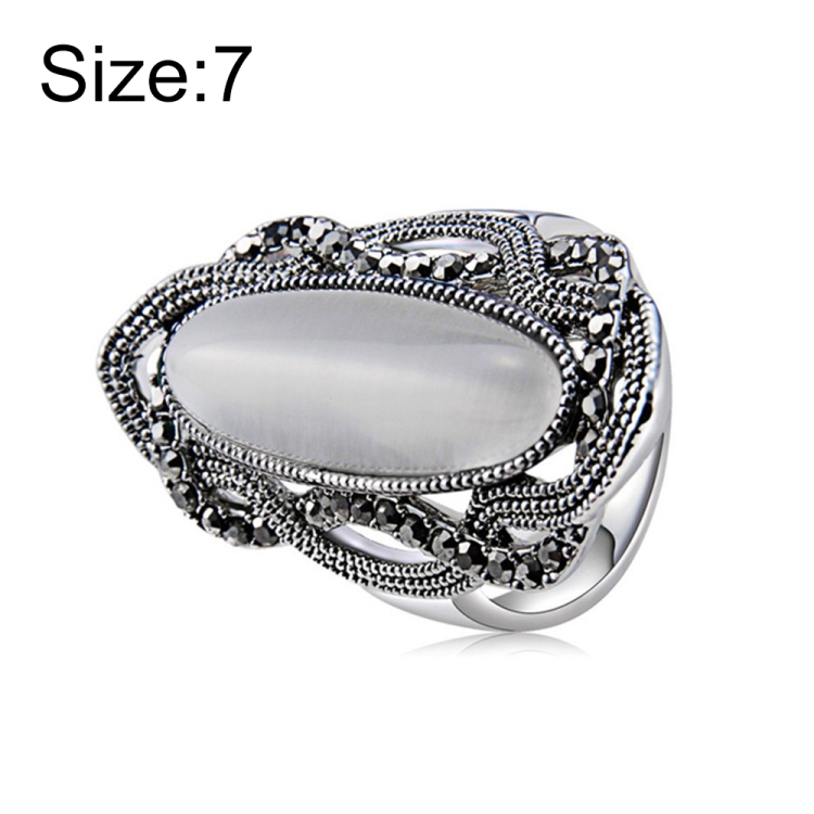 

Silver-Plated Lace with Black Zircon-Inlaid Strips of Colored Crystal Ring for Women(Silver with Diamond, US, Size: 7) (White)