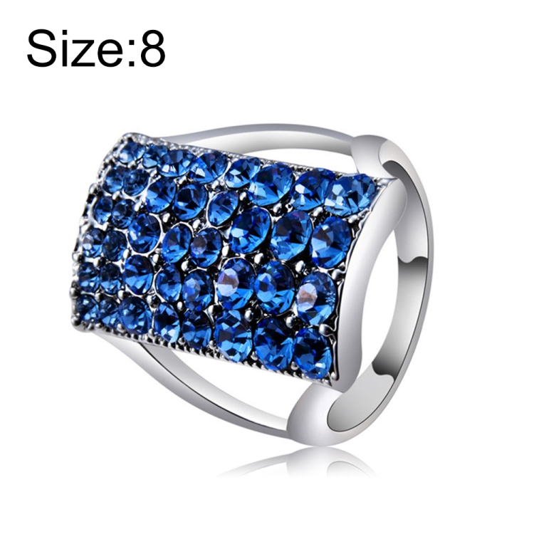 

Silver-Plated Rectangle with Blue Crystal Ring for Women(Silver with Diamond, US, Size: 8)