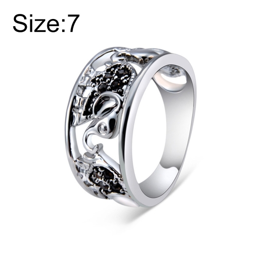 

Openwork Silver Plated Three Elephant Alloy Ring(Silver with Diamond, US, Size: 7)