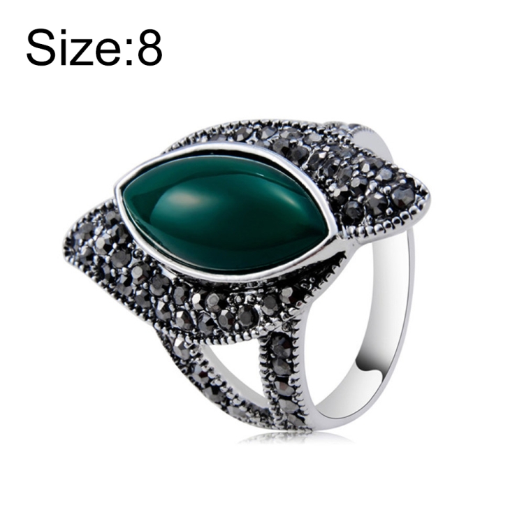 

Silver-Plated Black Zircon Inlay Green Imitation Gemstone Ring for Women(Silver with Gemstone, US, Size: 8)