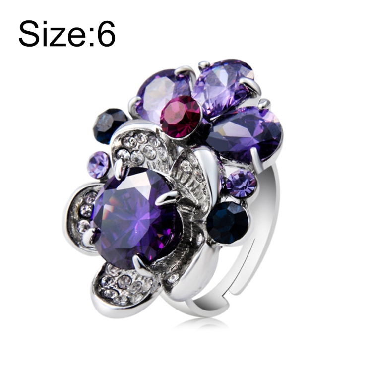 

Silver Plated Zircon Inlay Purple Crystal Ring for Women(Silver with Diamond, US, Size: 6)