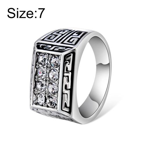 

Silver-Plated Rectangular Studded Zircon Ring for Women(Silver with Diamond, US, Size: 7)