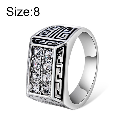 

Silver-Plated Rectangular Studded Zircon Ring for Women(Silver with Diamond, US, Size: 8)