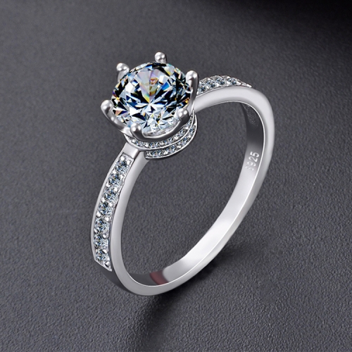 

Women Fashion S925 Sterling Silver Zircon Micro-insert Ring, Size: 10