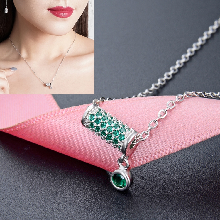 

Women Fashion S925 Sterling Silver Small Waist Pendant Necklace (Green)