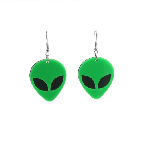 

2 Pairs Women Fashion Acrylic Alien Earrings (Green)