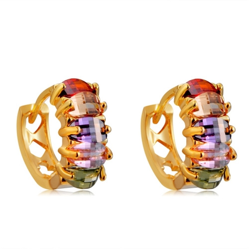 

Women Fashion Gold-Plated Colorful Crystal Earrings