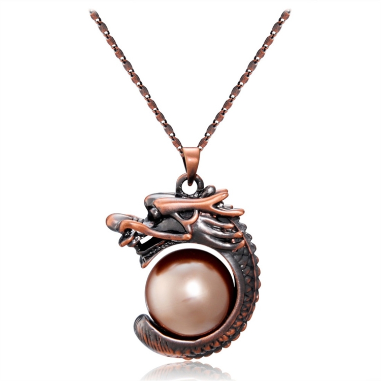 

Women Fashion Red Dragon Round Ball Pendant Necklace
