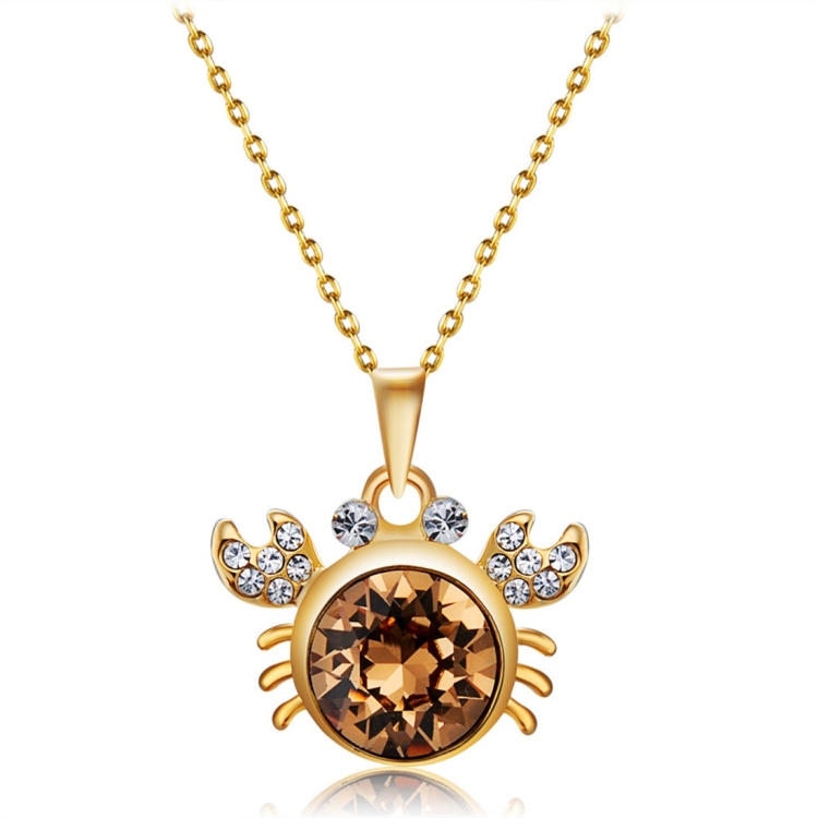 

Women Fashion Gold Plated Crab Zircon Inlay Yellow Crystal Pendant Necklace