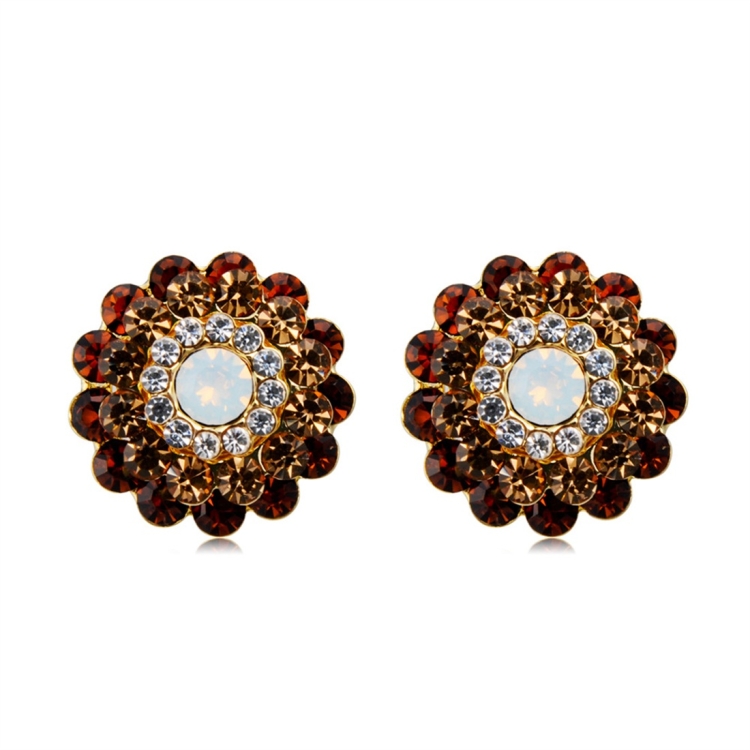 

Women Fashion Multi-Layer Crystal Petals Zircon Studs Earrings