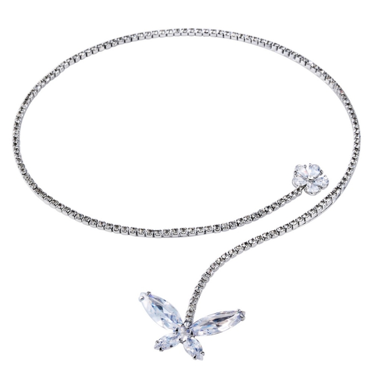 

Women Fashion Silver Plated Zircon Necklace with Clear Crystal Butterfly Necklace