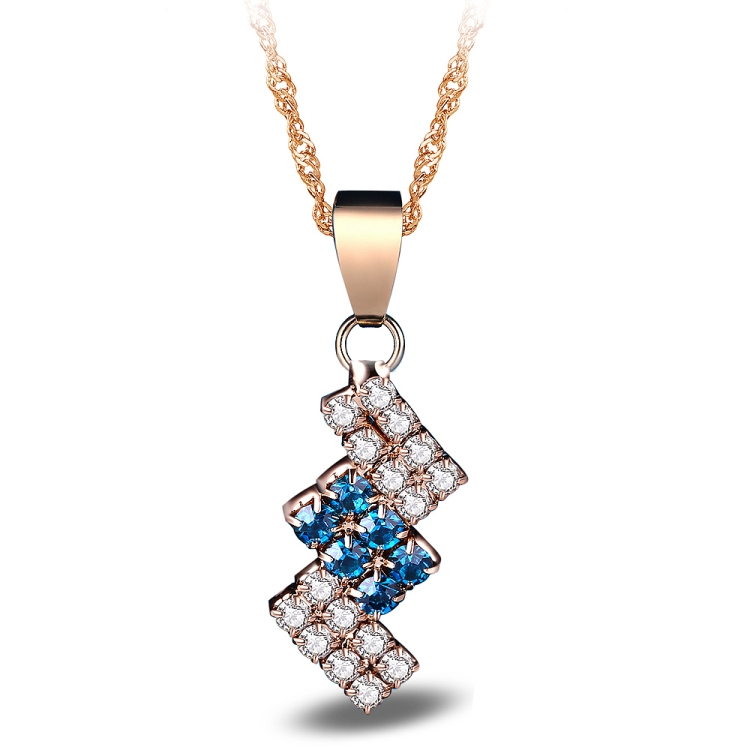 

18k Gold Plated Irregular Geometry Crystal Pendant Necklace For Female, 43*13 mm(blue)