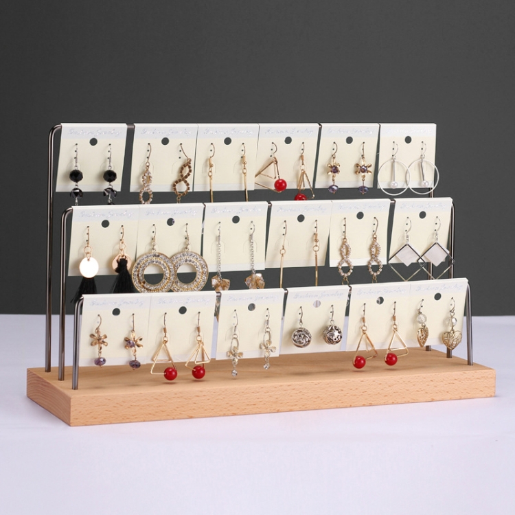 

Solid Wood Earrings Storage Rack Display Stand, Style: 3 Layers(Black)